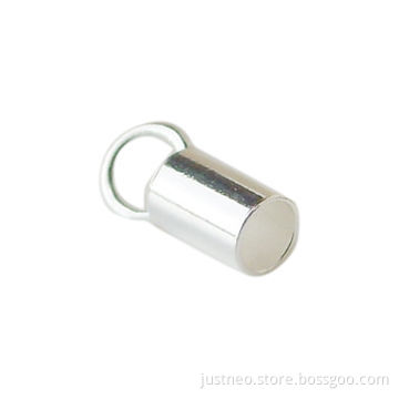 solid 925 sterling silver crimp tube for beads cord tip terminators, with soldered ring
